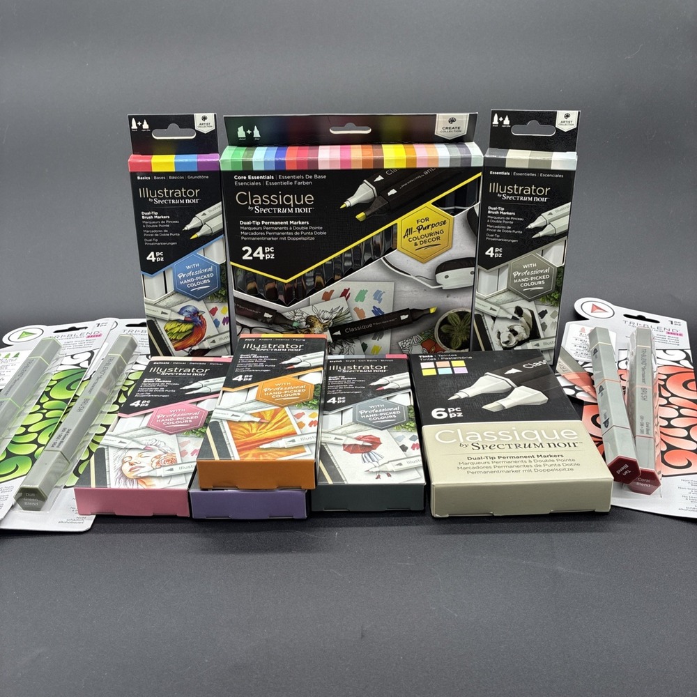 Spectrum Noir Marker Lot 58 Markers Illustrator Classique TriBlend Alcohol Art